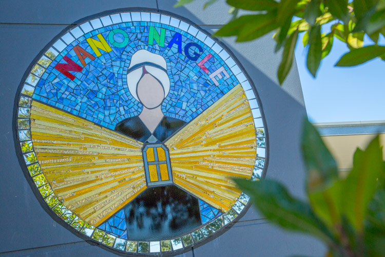 Image of mosaic Nano Nagle icon from the front of the school