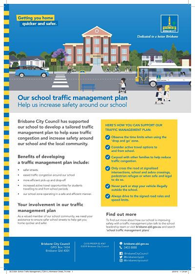 Image of the Brisbane City Council Flyer about Our School Traffic Management Plan