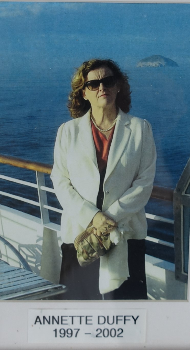 Past Principal 1998-2003, Annette Duffy on a boat