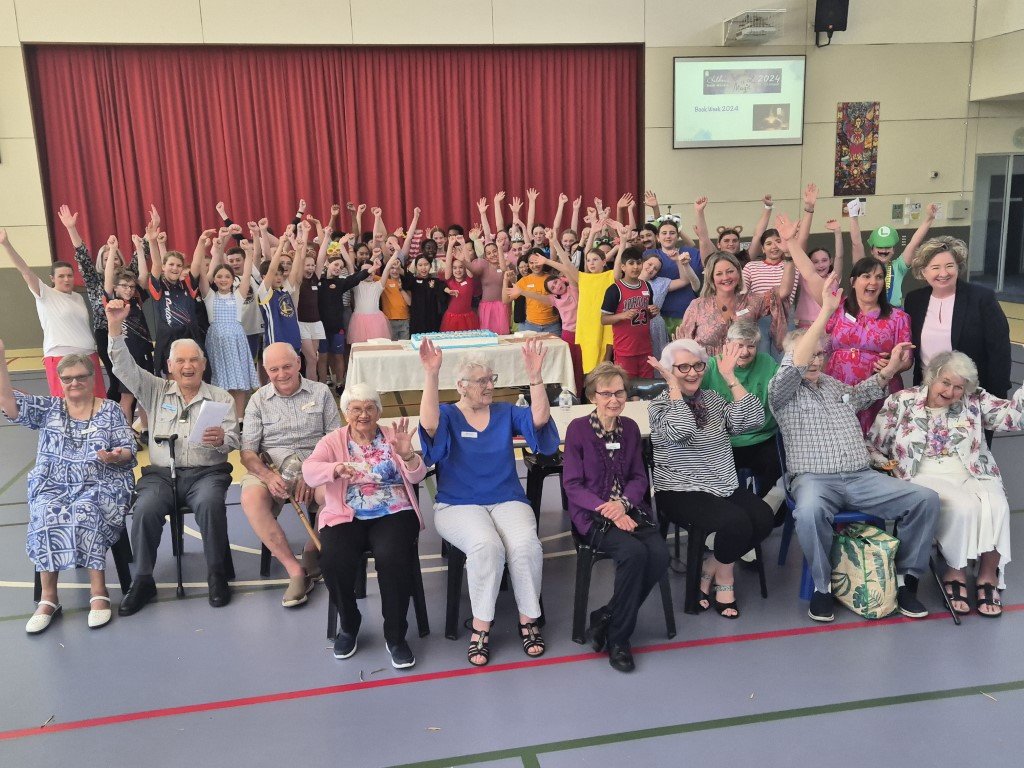 Image of all of the senior guests and our Year 6 students